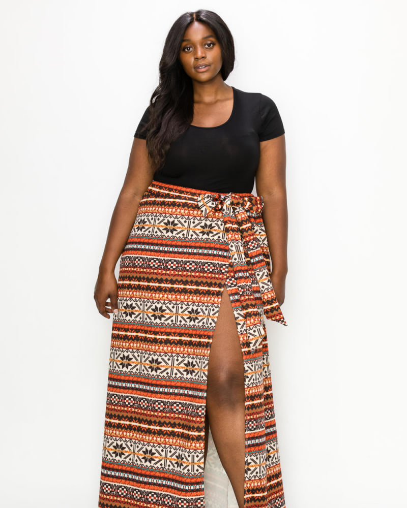 Plus size wrap maxi skirt sales